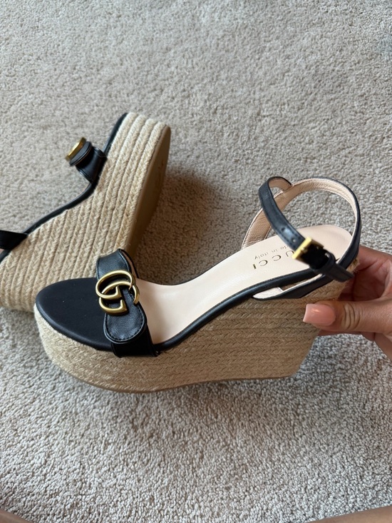 Gucci Shoes - Gucci Black Espadrille Sandals wedge